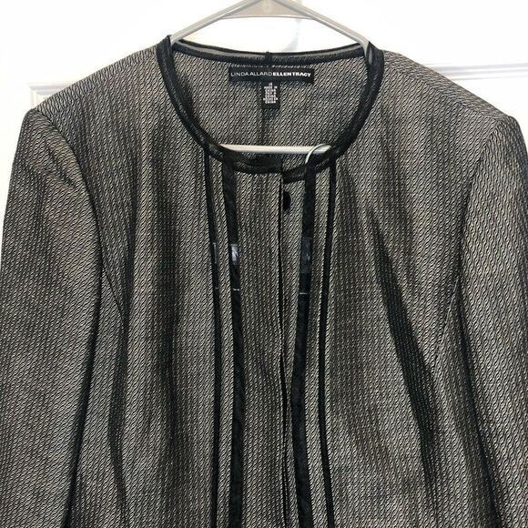 Ellen Tracy Linda Allard black gray silver button front blazer and skirt suit - Picture 4 of 16